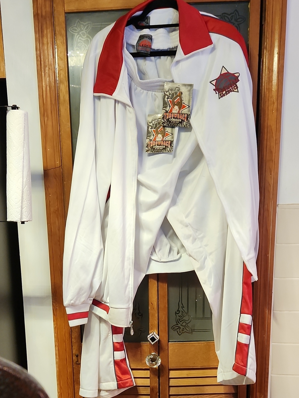 Classic White & Red Track Jacket - Men's Athletic Zip-Up
